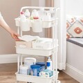 Carucior cu 3 rafturi bucatarie/baie, Songmics, 41.6x33.5x86.3 cm, max 10kg/nivel, otel/plastic, alb