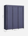Dulap textil pentru haine, Songmics, 150x45x175 cm, material netesut/otel, albastru inchis