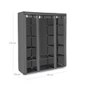 Dulap textil pentru haine Organiser, Songmics, 150x45x175 cm, material netesut/otel, gri
