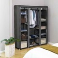Dulap textil pentru haine Organiser, Songmics, 150x45x175 cm, material netesut/otel, gri