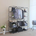 Dulap textil pentru haine Organiser, Songmics, 150x45x175 cm, material netesut/otel, negru