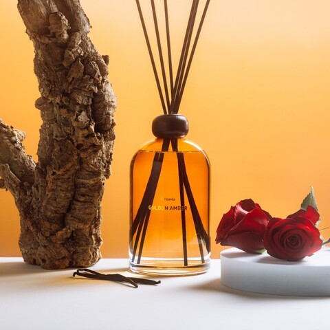 Difuzor de parfum cu betisoare Glow, Homla, 1 L, sticla, galben