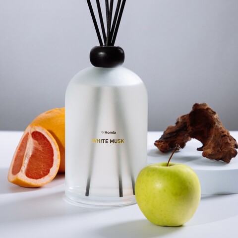 Difuzor de parfum cu betisoare Glow, Homla, 1 L, sticla, alb