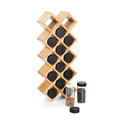 Set 14 recipiente pentru condimente si suport, B2 Bamboo Essentials, Homla, 42x17x9.5 cm, bambus, natur