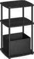 Masuta laterala cu cos textil / noptiera, Songmics, 34x30x58 cm, PAL/otel, negru abanos