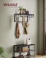 Cuier de perete cu 5 agatatori, Vasagle, 66x30x27 cm, PAL/otel, antracit/negru