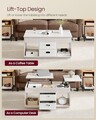 Masuta de cafea cu blaturi rabatabile, Vasagle Lift-Top, 100x50x48-62.3 cm, PAL/otel, bej