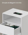 Noptiera cu priza si USB incorporate, Vasagle, 45x35x58.3 cm, PAL, asamblare fara unelte, alb mat