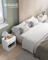 Set 2 noptiere, Vasagle, 45x35x58.3 cm, PAL, max 75 kg, alb mat