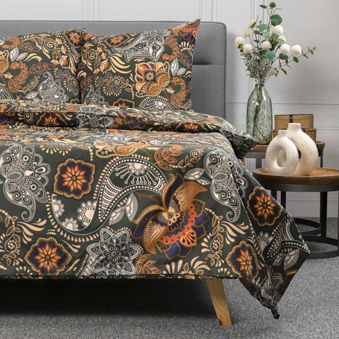 Lenjerie de pat King Size, Tapua, Homla, 3 piese, 200x220 cm, bumbac, multicolor