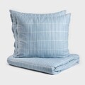 Lenjerie de pat dubla Grila, Homla, 3 piese, 160x200 cm, bumbac, albastru