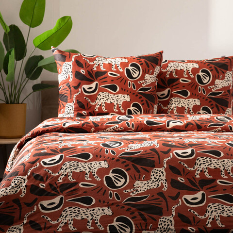 Lenjerie de pat dubla Tigro, Homla, 3 piese, 160x200 cm, bumbac, multicolor