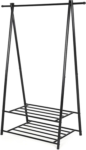 Suport pentru umerase cu 2 niveluri, Songmics, 87.5x41x155 cm, max 70 kg, fier, negru