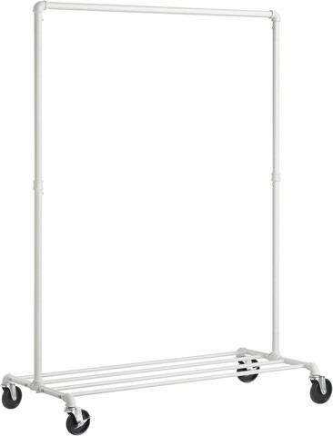 Suport mobil pentru umerase, Songmics, 100x49x163 cm, max 90 kg, otel, alb