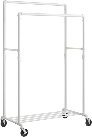 Suport dublu pentru umerase, Songmics, mobil, 100x59x162 cm, max 110 kg, otel, alb