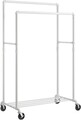 Suport dublu pentru umerase, Songmics, mobil, 100x59x162 cm, max 110 kg, otel, alb