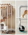 Suport dublu pentru umerase, Songmics, mobil, 100x59x162 cm, max 110 kg, otel, alb