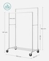Suport dublu pentru umerase, Songmics, mobil, 100x59x162 cm, max 110 kg, otel, alb