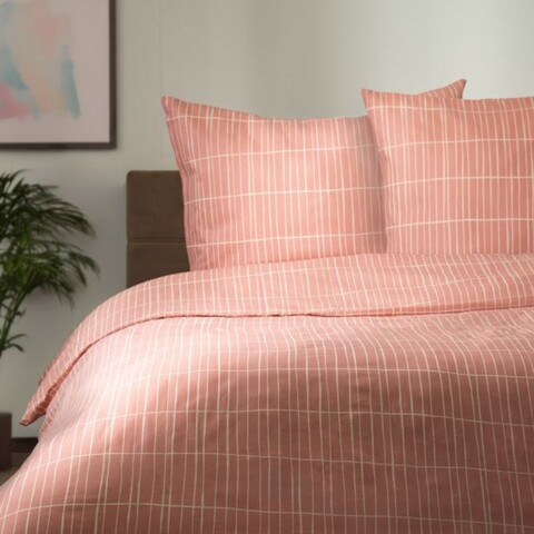 Lenjerie de pat dubla Grila, Homla, 3 piese, 160x200 cm, bumbac, roz