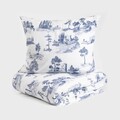 Lenjerie de pat pentru o persoana Lemai, Homla, 2 piese, 140x200 cm, bumbac, alb/albastru