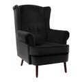 Fotoliu Fossby, Homla, 86x85x108 cm, lemn/catifea din poliester, negru
