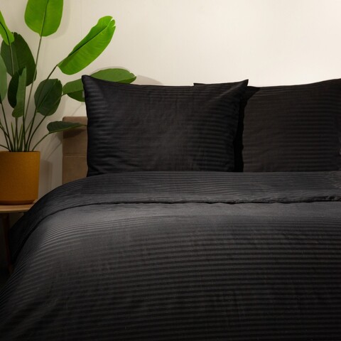 Lenjerie de pat dubla Agnes, Homla, 3 piese, 160x200 cm, bumbac/poliester, negru