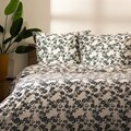 Lenjerie de pat pentru o persoana Floral Hamptons, Homla, 2 piese, 140x200 cm, bumbac, alb/negru
