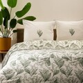 Lenjerie de pat King Size, Conwallie, Homla, 200x220 cm, 3 piese, bumbac, alb/verde