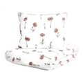 Lenjerie de pat pentru o persoana Meadow Flowers, Homla, 140x200 cm, 2 piese, bumbac, alb/rosu