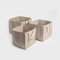 Set 3 cosuri de depozitare Ersen, Homla, 33x33x30 cm / 30x30x28 cm / 27x27x26 cm, poliester/bumbac, gri