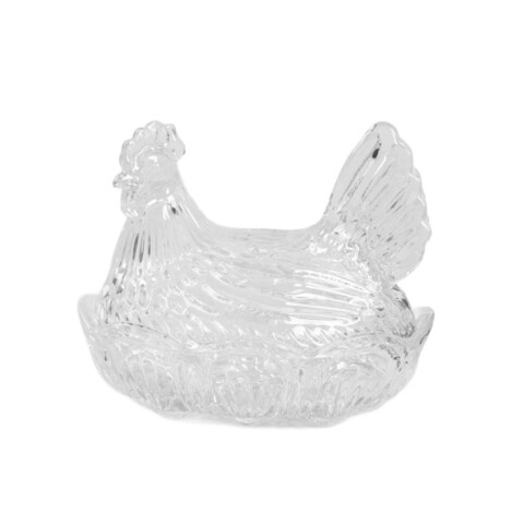 Recipient depozitare Gallina, Homla, 22x18x18 cm, sticla, transparent