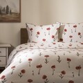 Lenjerie de pat King Size, Meadow Flowers, Homla, 200x220 cm, 3 piese, bumbac, alb/rosu