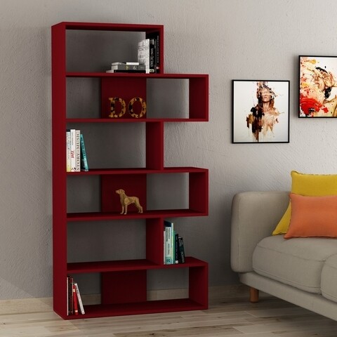 Biblioteca Molly N.2, Decortie, 94x30x178 cm, visiniu