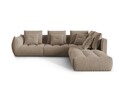Coltar modular dreapta 4 locuri, Bloom-184, Micadoni Home, 316x310x95 cm, catifea, maro deschis