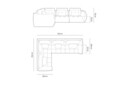 Coltar modular stanga 3 locuri, Bloom-184, Micadoni Home, 316x216x95 cm, catifea, gri