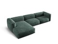Coltar modular stanga 3 locuri, Martina-120, Micadoni Home, 332x176x75 cm, catifea, petrol