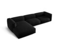 Coltar modular stanga 3 locuri, Martina-169, Micadoni Home, 332x176x75 cm, tesatura structurata catifelata, negru