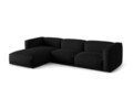 Coltar modular stanga 3 locuri, Martina-169, Micadoni Home, 332x176x75 cm, tesatura structurata catifelata, negru