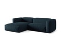 Coltar modular stanga 2 locuri, Martina-169, Micadoni Home, 283x176x75 cm, tesatura structurata catifelata, albastru jeans