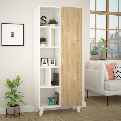 Biblioteca Salcisko, Decortie, 78x32x183, alb/bej