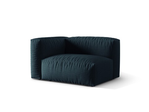 Modul stanga pentru canapea, 1 loc, Martina-169, Micadoni Home, 121x106x75 cm, tesatura structurata catifelata, albastru jeans