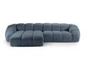 Coltar stanga 4 locuri, Diana-192, Micadoni Home, 334x182x72 cm, catifea structurata, albastru jeans