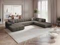 Coltar panoramic dreapta 7 locuri, Jennifer-140, Micadoni Home, 364x262x70 cm, tesatura chenille din poliester, gri