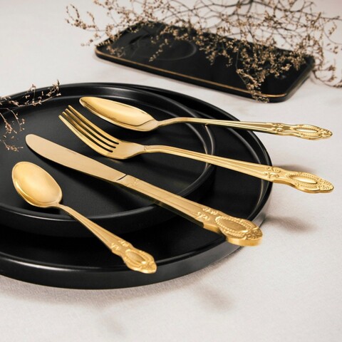 Set tacamuri pentru 6 persoane Manor, Homla, 24 piese, inox, auriu