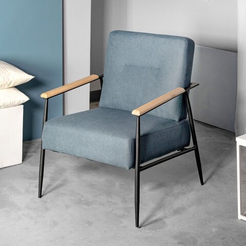 Fotoliu Veludo, Homla, 71x70x83 cm, metal/poliester, albastru denim