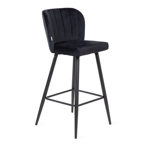 Scaun de bar Hana, Homla, 52x44x99 cm, MDF/metal/catifea din poliester, negru