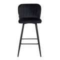 Scaun de bar Hana, Homla, 52x44x99 cm, MDF/metal/catifea din poliester, negru