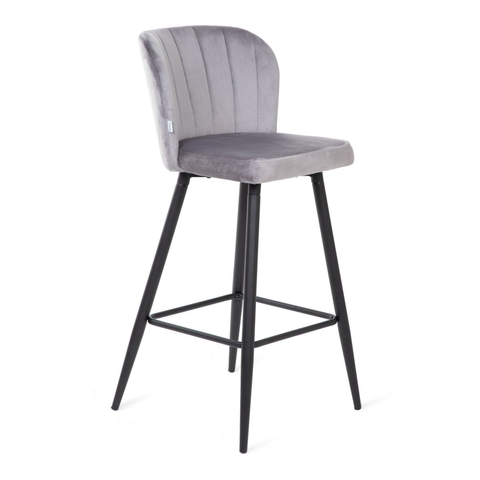 Scaun de bar Hana, Homla, 52x44x99 cm, MDF/metal/catifea din poliester, gri