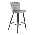Scaun de bar Hana, Homla, 52x44x99 cm, MDF/metal/catifea din poliester, gri