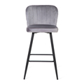 Scaun de bar Hana, Homla, 52x44x99 cm, MDF/metal/catifea din poliester, gri